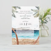 ウォーターカラープンタカナトロピカルビーチ結婚式 招待状 (スタンド正面)