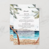 ウォーターカラープンタカナトロピカルビーチ詳細 招待状 (正面/裏面)