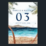 ウォーターカラープンタカナトロピカルビーチ テーブルナンバー<br><div class="desc">トロピカルビーチテーブルナンバーカードをプレゼントし、レトロな色で生鮮やかき生きとした！この絶妙な威厳のある招待を飾るビーチの風景を見なさい。パーソナライズは鍵 – あなたの仕様と調和するように文字を楽に結婚調整する。選択したフォントスタイルとその色相の配列から鏡を選択するテーマ。完璧な印刷は永遠の魅力を保証し、有望な永続的な品質。必要に応じて自分の写真をバックにもし追加！愛する人々に心から招待し、プンタカナの魅惑的な背景の中で愛の物語に参加するように誘う。瞬間を掴む – 今すぐ注文し、あなたの夢の目的地の結婚式への旅に着手！</div>