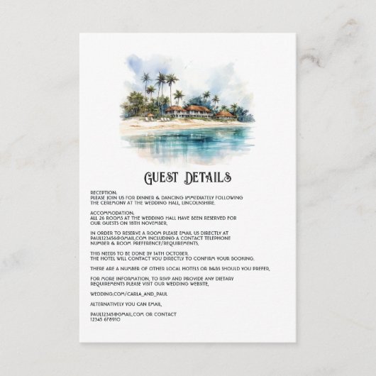 ウォーターカラープンタカナ結婚ズゲスト詳細 エンクロージャーカード (正面)