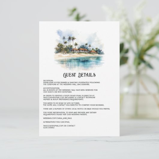 ウォーターカラープンタカナ結婚ズゲスト詳細 エンクロージャーカード (スタンド正面)