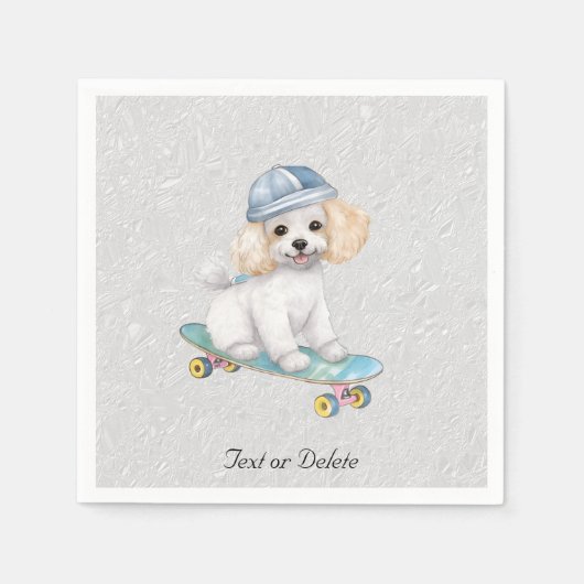 ウォーターカラープードルナプキンズ スタンダードカクテルナプキン (正面)