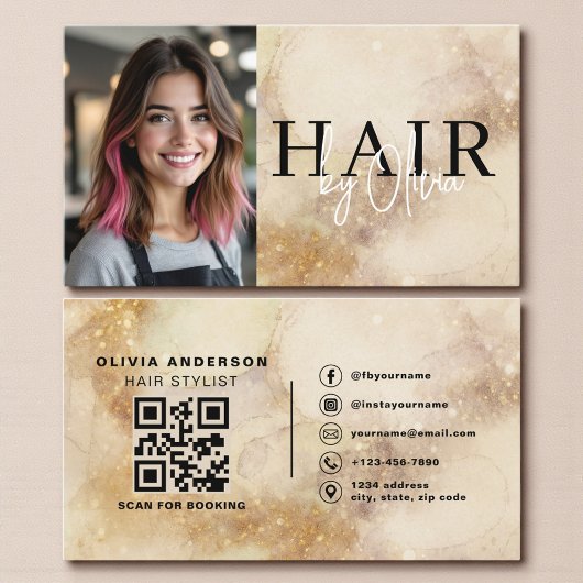 ウォーターカラーヘアスタイリスト写真QRコード 名刺