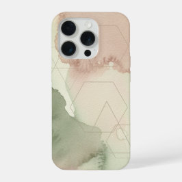 ウォーターカラーヘキサゴンマップ抽象地理アート iPhone 15 PROケース