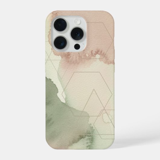 ウォーターカラーヘキサゴンマップ抽象地理アート iPhoneケース (裏面)