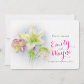 ウォーターカラーヘルボアアート結婚式の招待 招待状 (正面)