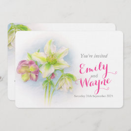 ウォーターカラーヘルボアアート結婚式の招待 招待状