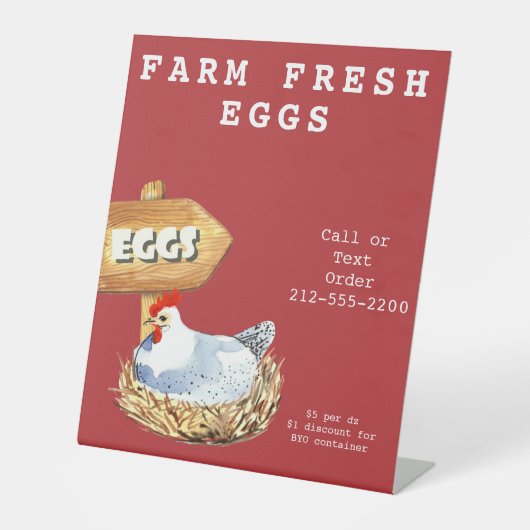 ウォーターカラーヘンファームフレッシュエッグ 台座サイン (正面)