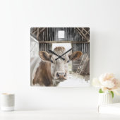 ウォーターカラーヘーフォードカウインバーン スクエア壁時計 (ホーム)