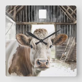 ウォーターカラーヘーフォードカウインバーン スクエア壁時計