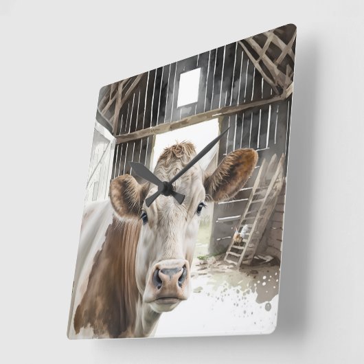 ウォーターカラーヘーフォードカウインバーン スクエア壁時計 (傾斜)