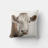 ウォーターカラーヘーフォードカウーポートレート クッション (正面)