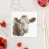 ウォーターカラーヘーフォードカウーポートレート スタンダードカクテルナプキン (インサイチュ)