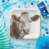 ウォーターカラーヘーフォードカウーポートレート ペーパープレート (パーティー)