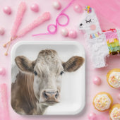 ウォーターカラーヘーフォードカウーポートレート ペーパープレート (パーティー)