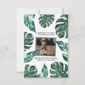 ウォーターカラーベアファースト誕生日写真 サンキューカード (裏面)