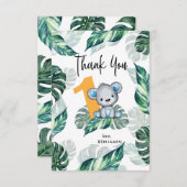 ウォーターカラーベアファースト誕生日写真 サンキューカード (正面/裏面)