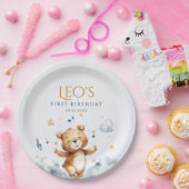 ウォーターカラーベアファースト誕生日紙プレート ペーパープレート (パーティー)