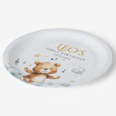 ウォーターカラーベアファースト誕生日紙プレート ペーパープレート (アングル)