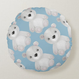 ウォーターカラーベアーブルー子供部屋デコール ラウンドクッション