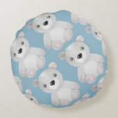 ウォーターカラーベアーブルー子供部屋デコール ラウンドクッション (裏面)