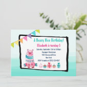 ウォーターカラーベアーリーナイスバースデーパーティー招待状 招待状 (スタンド正面)