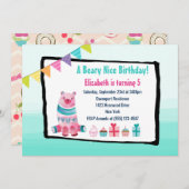 ウォーターカラーベアーリーナイスバースデーパーティー招待状 招待状 (正面/裏面)