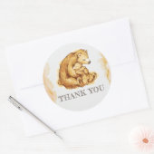 ウォーターカラーベア誕生日サンキュー ラウンドシール (封筒)