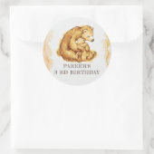 ウォーターカラーベア誕生日 パーソナライズされた ラウンドシール (バッグ)