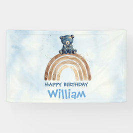 ウォーターカラーベア  誕生日  ボヘミアン レインボー ブルー ゴールド 横断幕