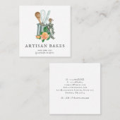 ウォーターカラーベイカーベーキング&料理用具ベーカリー スクエア名刺 (正面/裏面)