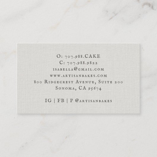 ウォーターカラーベイカーベーキング&料理用具ベーカリーB 名刺 (裏面)