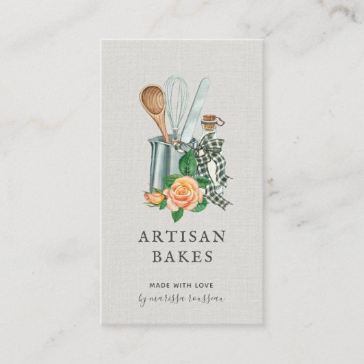 ウォーターカラーベイカーベーキング&料理用具ベーカリーB 名刺 (正面)