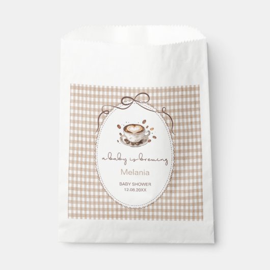 ウォーターカラーベイビーがコーヒーを淹れている ベイビーシャワー フェイバーバッグ (正面)