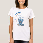 ウォーターカラーベイビーシャワーブルーテディベア男の子 Tシャツ (正面)