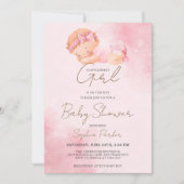 ウォーターカラーベビーガール招待状 招待状 (正面)