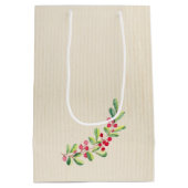 ウォーターカラーベリーと葉ズホリデークリスマス ミディアムペーパーバッグ (裏面)