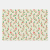 ウォーターカラーベリーと葉ズホリデークリスマス ラッピングペーパーシート (正面2)