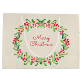 ウォーターカラーベリーと葉ズホリデークリスマス ラージペーパーバッグ (裏面)