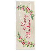 ウォーターカラーベリーと葉ズホリデークリスマス ワインギフトバッグ (裏面)