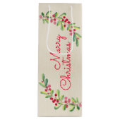 ウォーターカラーベリーと葉ズホリデークリスマス ワインギフトバッグ (正面)