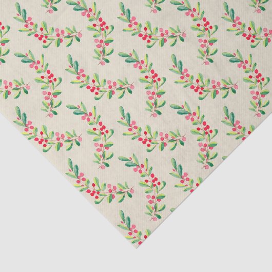 ウォーターカラーベリーと葉ズホリデークリスマス 薄葉紙 (詳細)