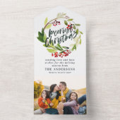 ウォーターカラーベリーアンドグリーンリーリースホリデイ オールインワン招待状 (内側)