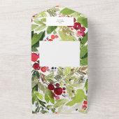 ウォーターカラーベリーグリーンリーリースハッピーホリデイズ オールインワン招待状 (外側)