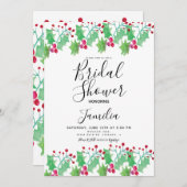 ウォーターカラーベリーグリーン絵を描ブライダルシャワー 招待状 (正面/裏面)