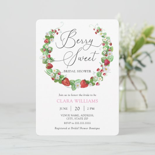 ウォーターカラーベリースウィートブライダルシャワー 招待状 (スタンド正面)