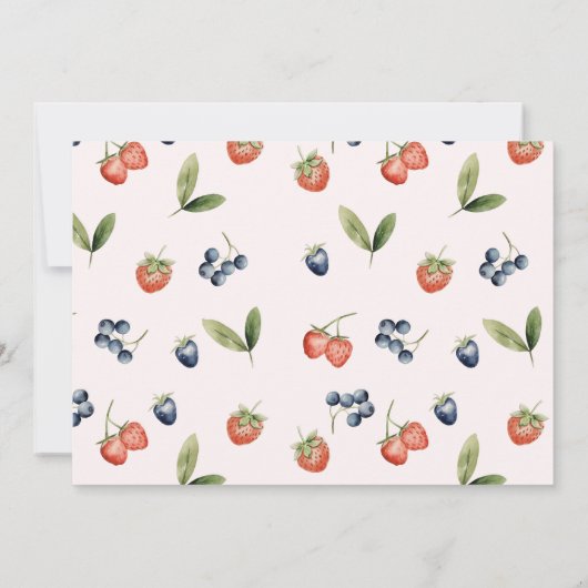 ウォーターカラーベリーファーストガール誕生日写真 招待状 (裏面)