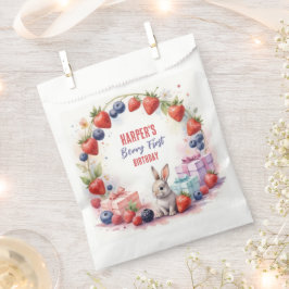 ウォーターカラーベリーファースト誕生日バニーとギフト フェイバーバッグ