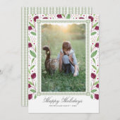 ウォーターカラーベリーフレームハッピーホリデーズフォト シーズンカード (正面/裏面)