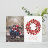 ウォーターカラーベリーリースクリスマスホリデーカード 招待状 (スタンド正面)